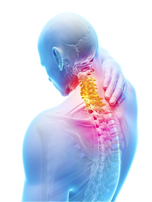 illustration of human with upper spine highlighted