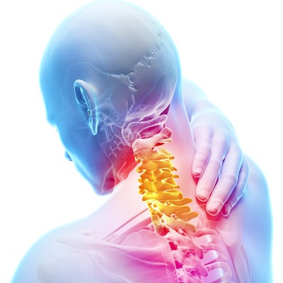 illustration of human with upper spine highlighted