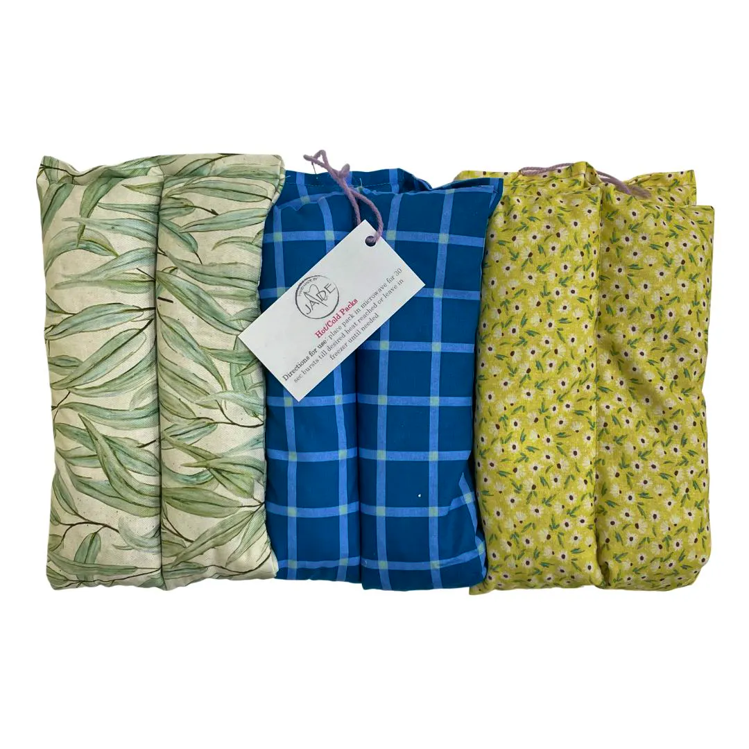 Jade Hot Cold Packs in assorted fabric patterns