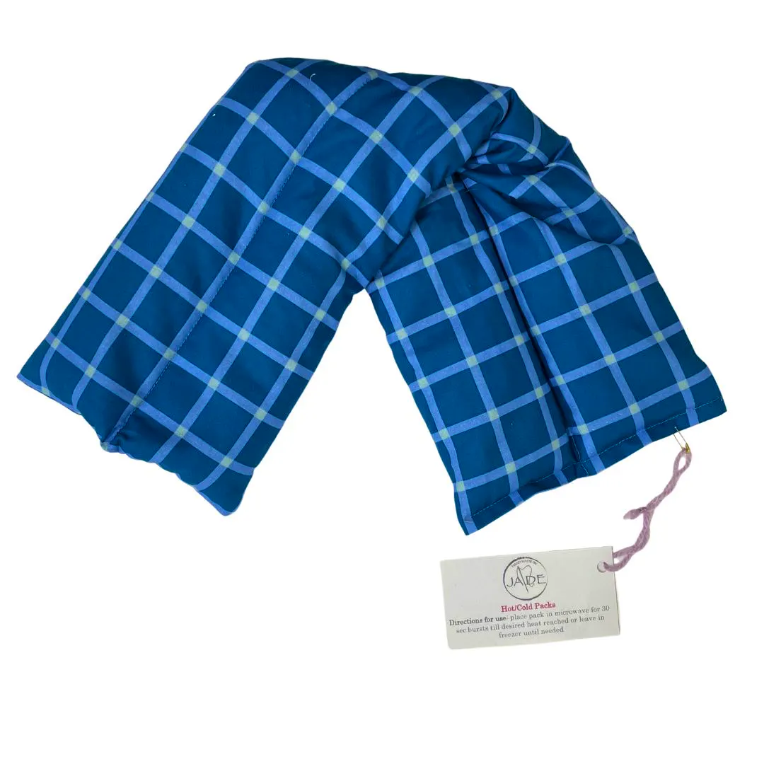 Blue Jade Hot Cold Pack draped as a neck and shoulder wrap