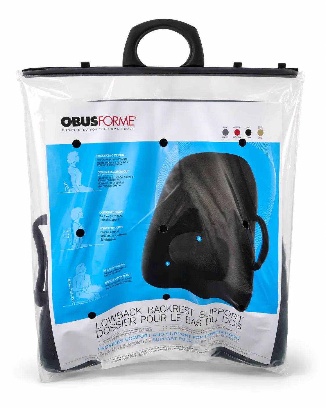ObusForme Lowback Backrest Support front packaging