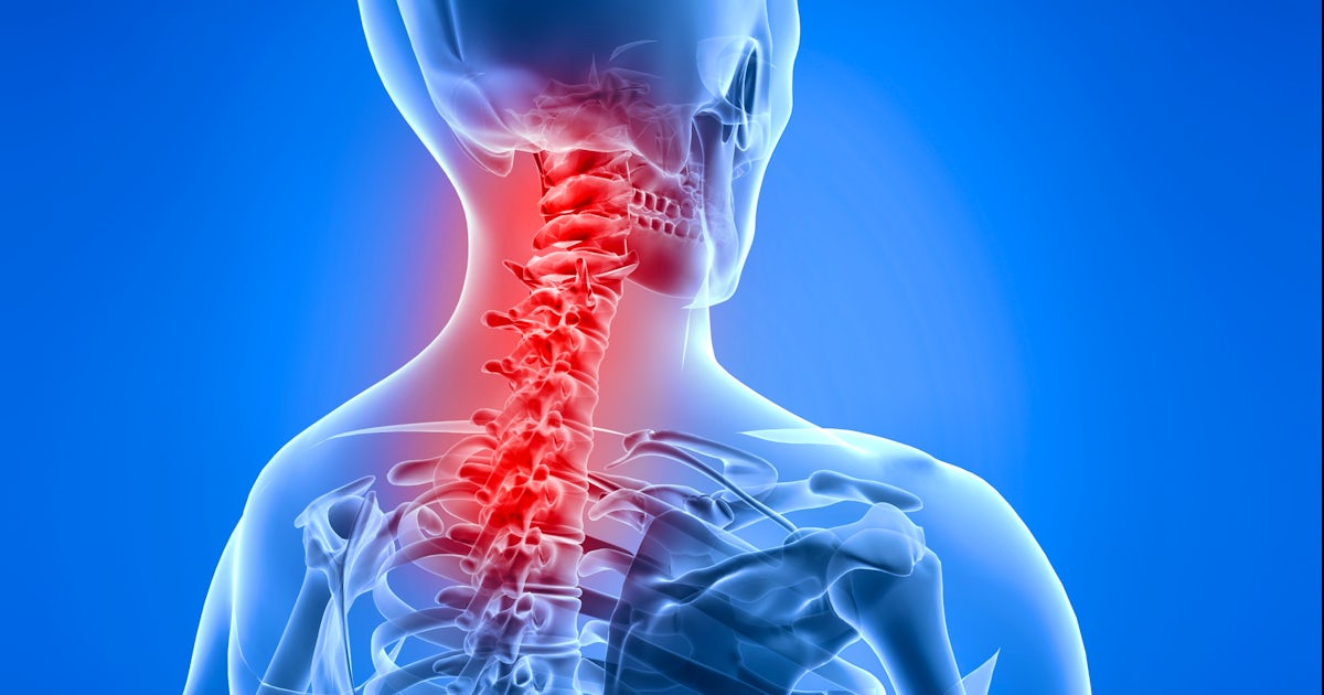 blue skeletal vector with neck glowing red