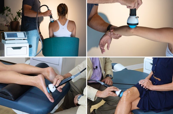 4 images of people getting StemWave treatment