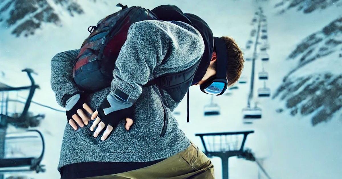 a skier with lower back pain