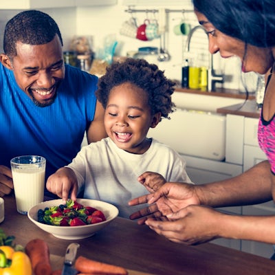 African American happy family nutrition