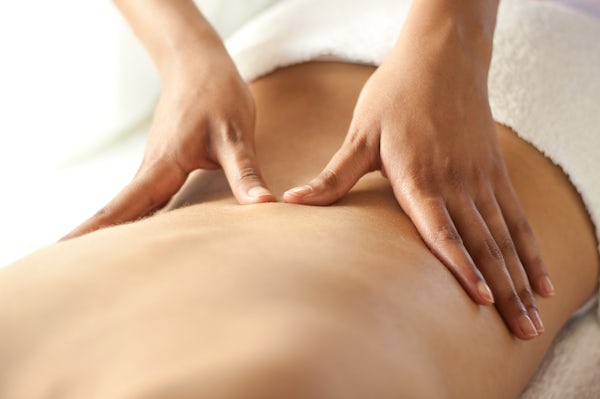 Back massage at spa