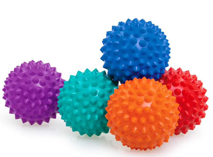 Multiple colourful spikey massage balls