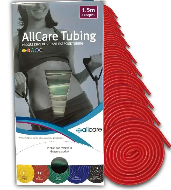 AllCare progressive resistance tubing red 1.5 metre length with packaging