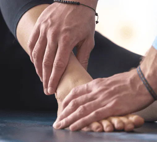 Clinician assessing the ankle and foot after a sprain