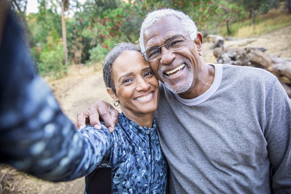 Senior Black Couple Taking Selfie During Exercise