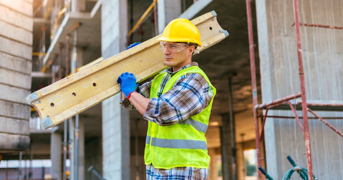 Hard working construction worker