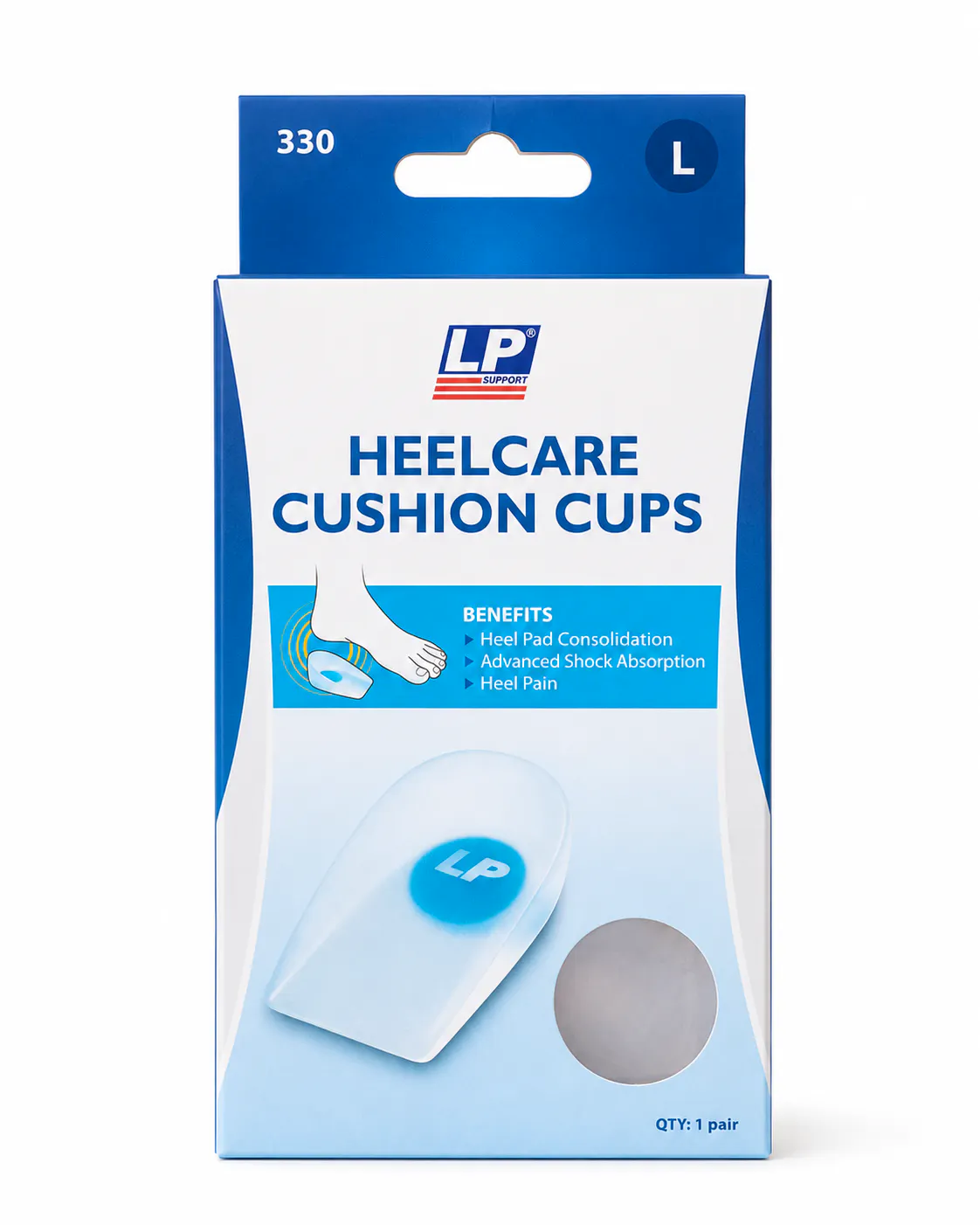 Front packaging for LP Support Heelcare Cushion Cups