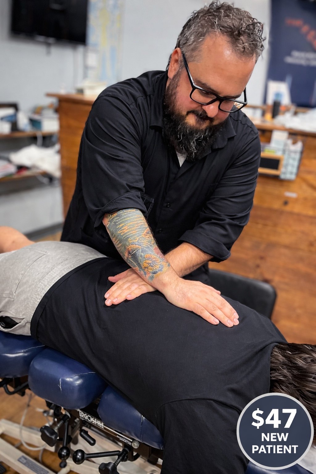 Bottineau chiropractor providing a full-body chiropractic adjustment at Boundless Full Body Chiropractic & Rehab