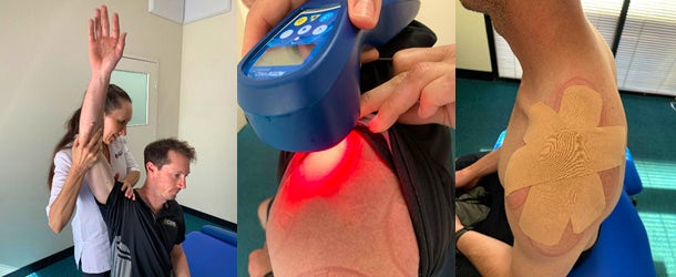 shoulder treatment with laser and cupping