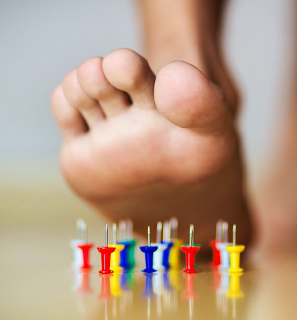 pins on foot
