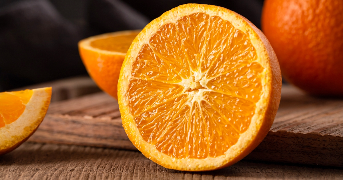 Orange sliced in half