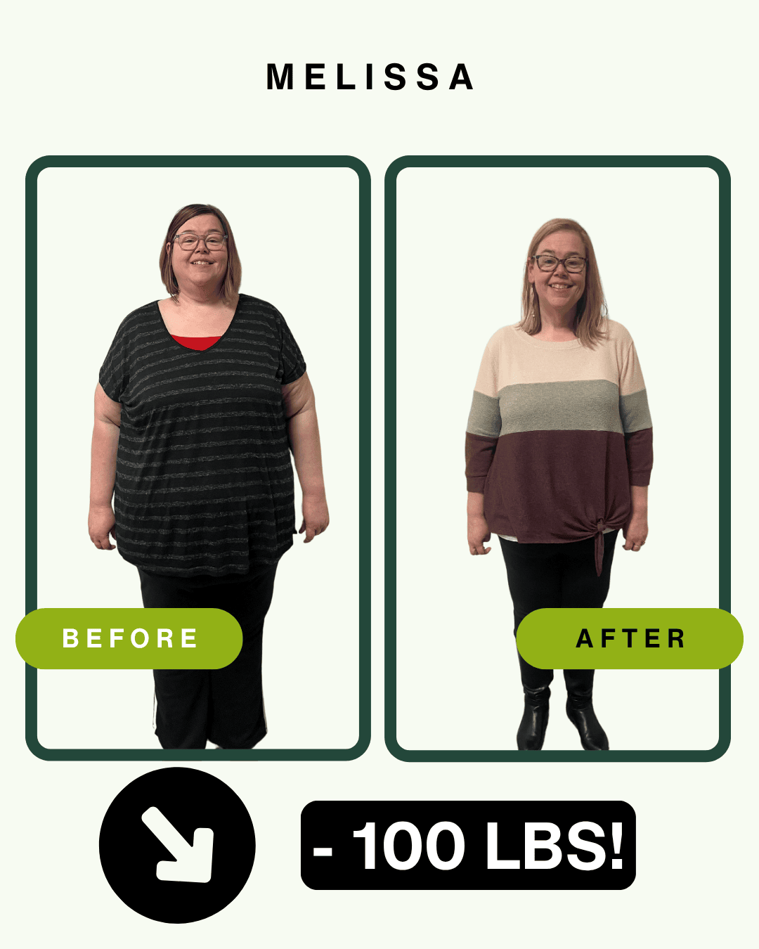 Melissa before and after weight loss